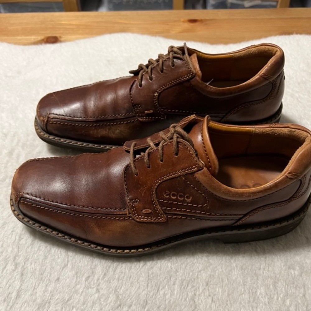 Ecco Mens US 9 EU 42 Brown Leather Dress Walking Oxford Lace Up Shoes - Picture 5 of 12